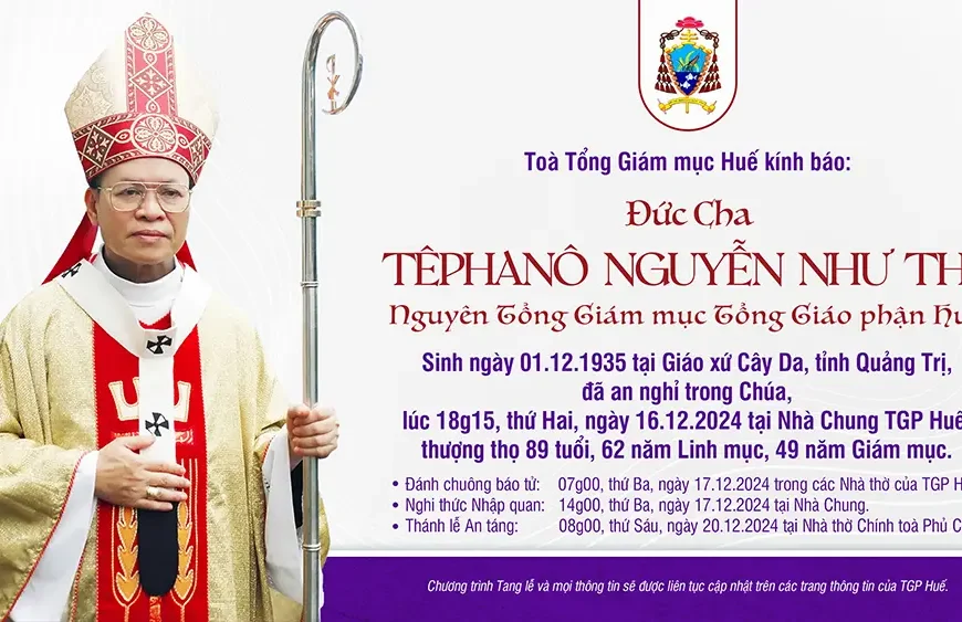 Ai tín của Toà Tổng Giám mục Huế: Đức Tổng Giám mục Têphanô Nguyễn Như Thể