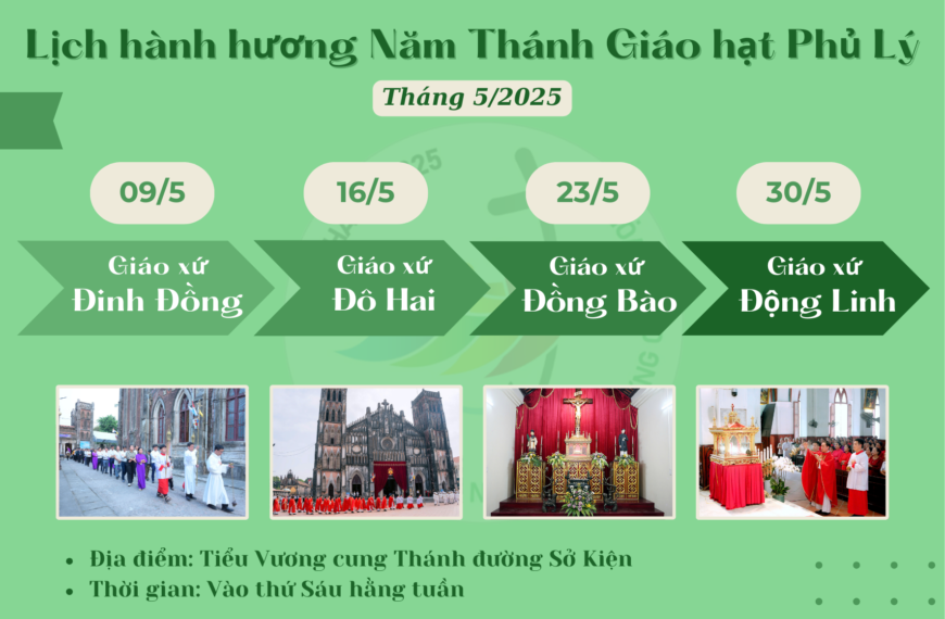 Lịch hành hương Năm Thánh Giáo hạt Phủ Lý tháng 5/2025
